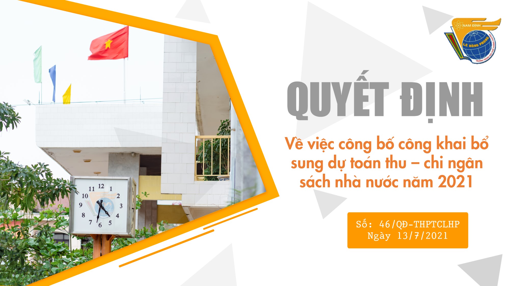 Quyết định số 46 ngày 13/7/2021 về việc công bố công khai bổ sung dự toán thu – chi ngân sách nhà nước năm 2021