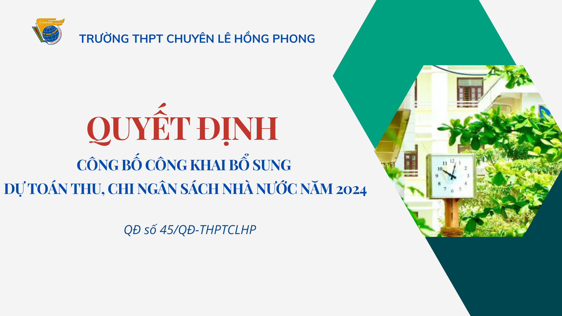 Công bố công khai bổ sung dự toán thu, chi ngân sách nhà nước năm 2024