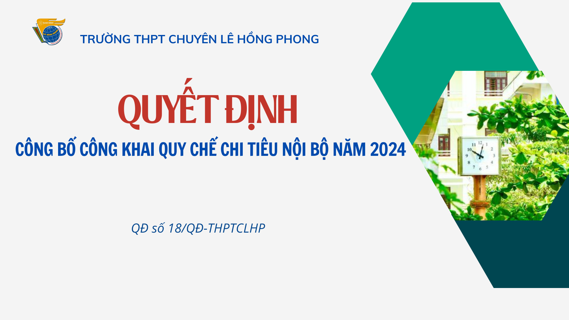 Công bố công khai Quy chế chi tiêu nội bộ năm 2024