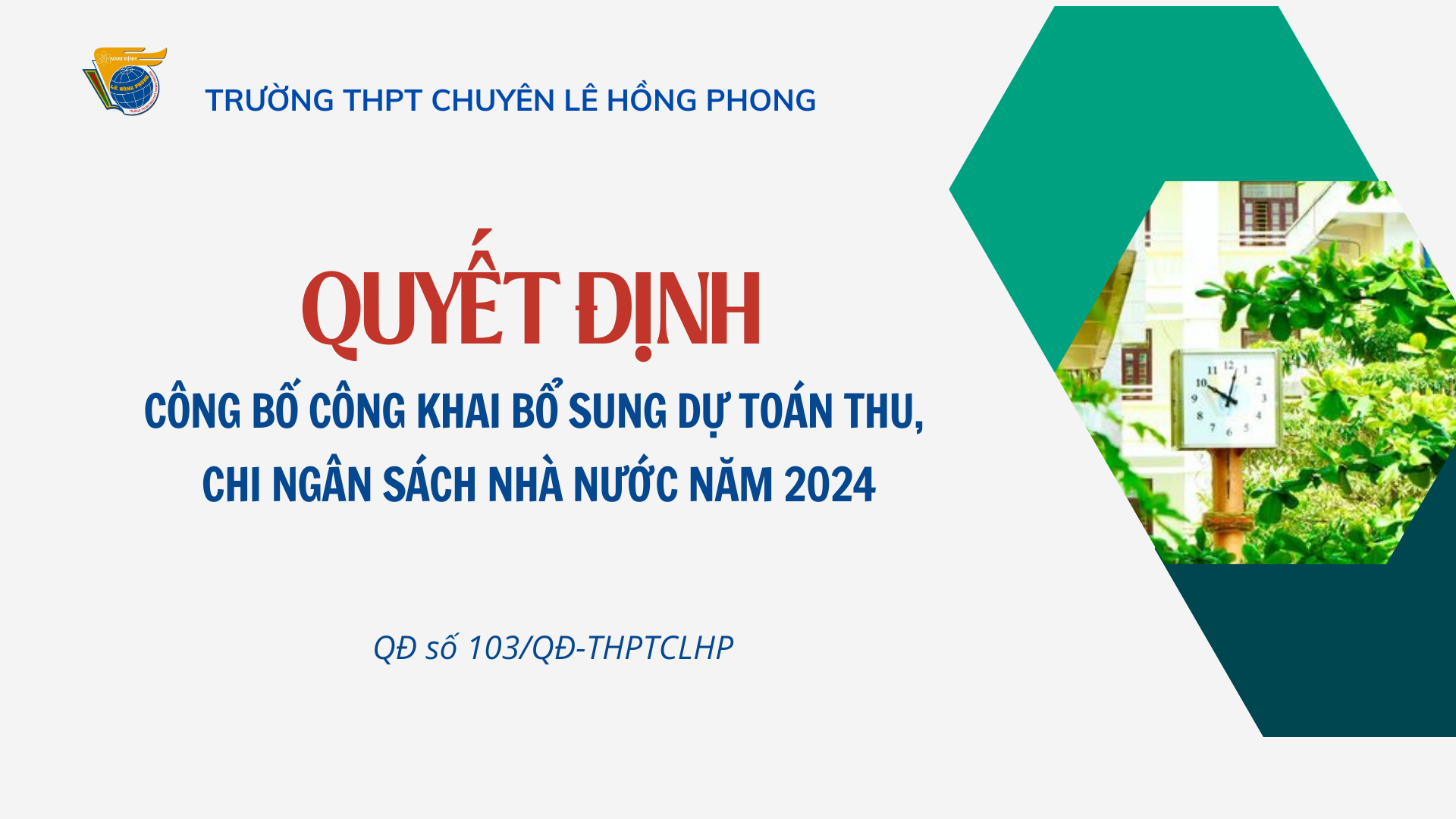 Công bố công khai bổ sung dự toán thu, chi ngân sách nhà nước năm 2024