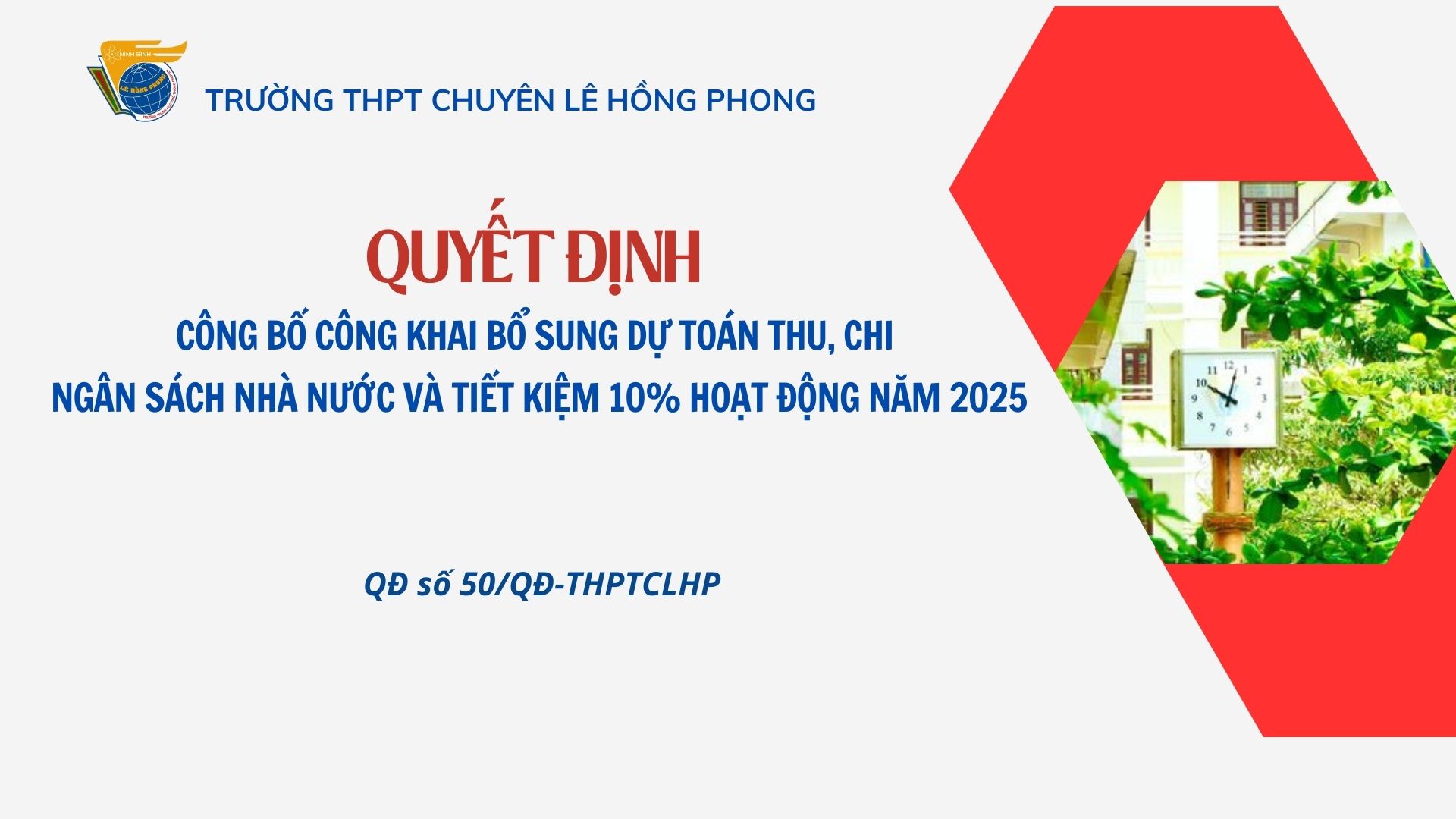 Công khai bổ sung dự toán thu, chi ngân sách nhà nước và tiết kiệm 10% chi hoạt động năm 2025