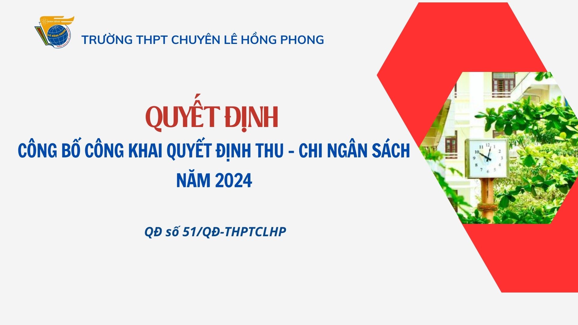 Công khai Quyết định thu - chi ngân sách năm 2024