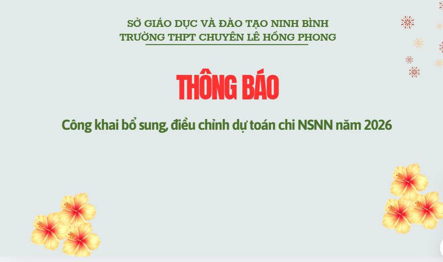 Thông báo công khai bổ sung, điều chỉnh dự toán chi NSNN năm 2026