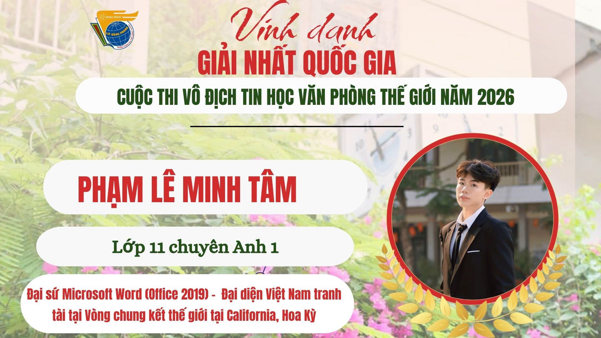 CHÚC MỪNG ĐỘI TUYỂN TIN HỌC VĂN PHÒNG TRƯỜNG THPT CHUYÊN LÊ HỒNG PHONG