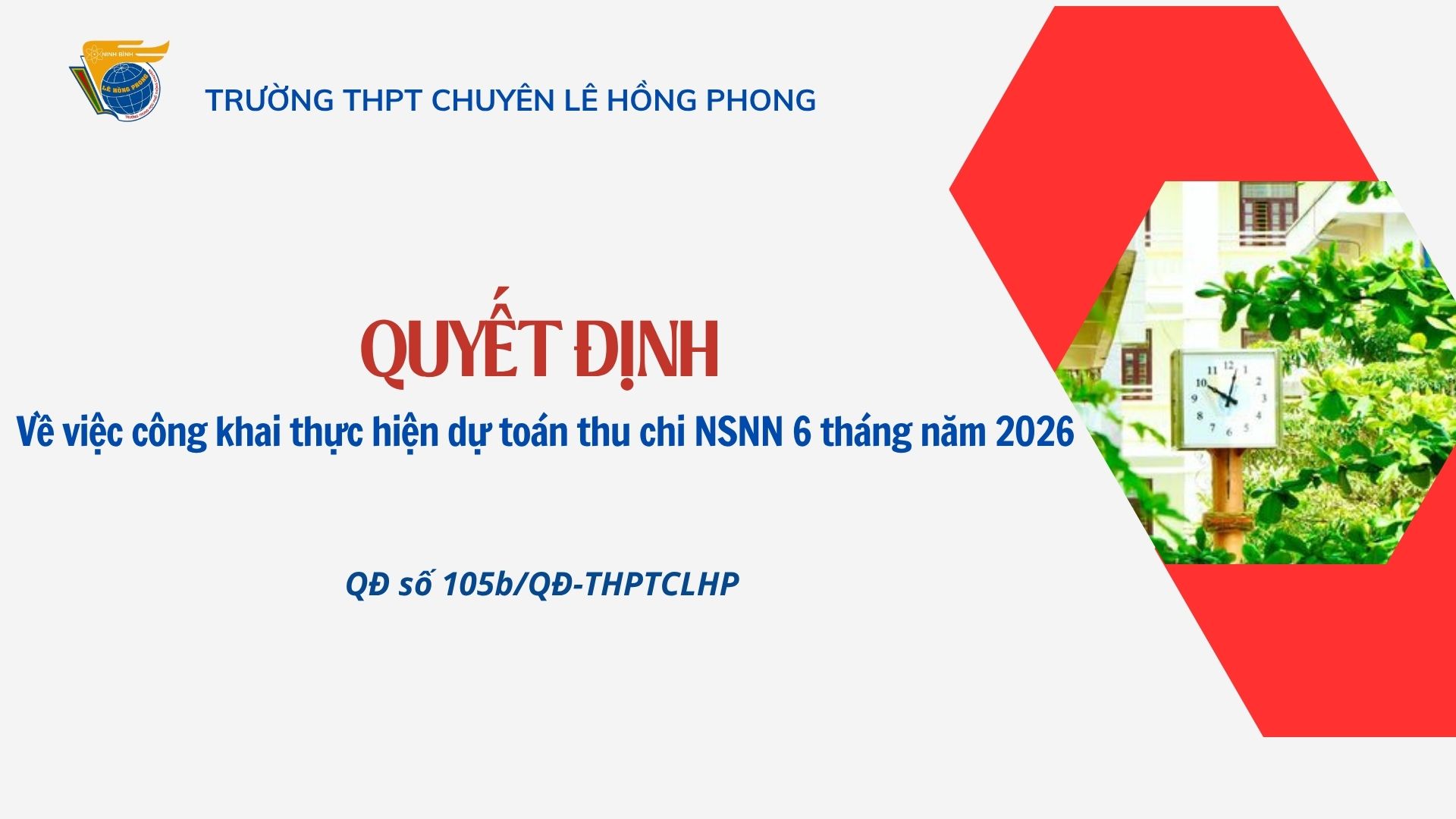 Quyết định công khai thực hiện dự toán thu chi NSNN 6 tháng năm 2026